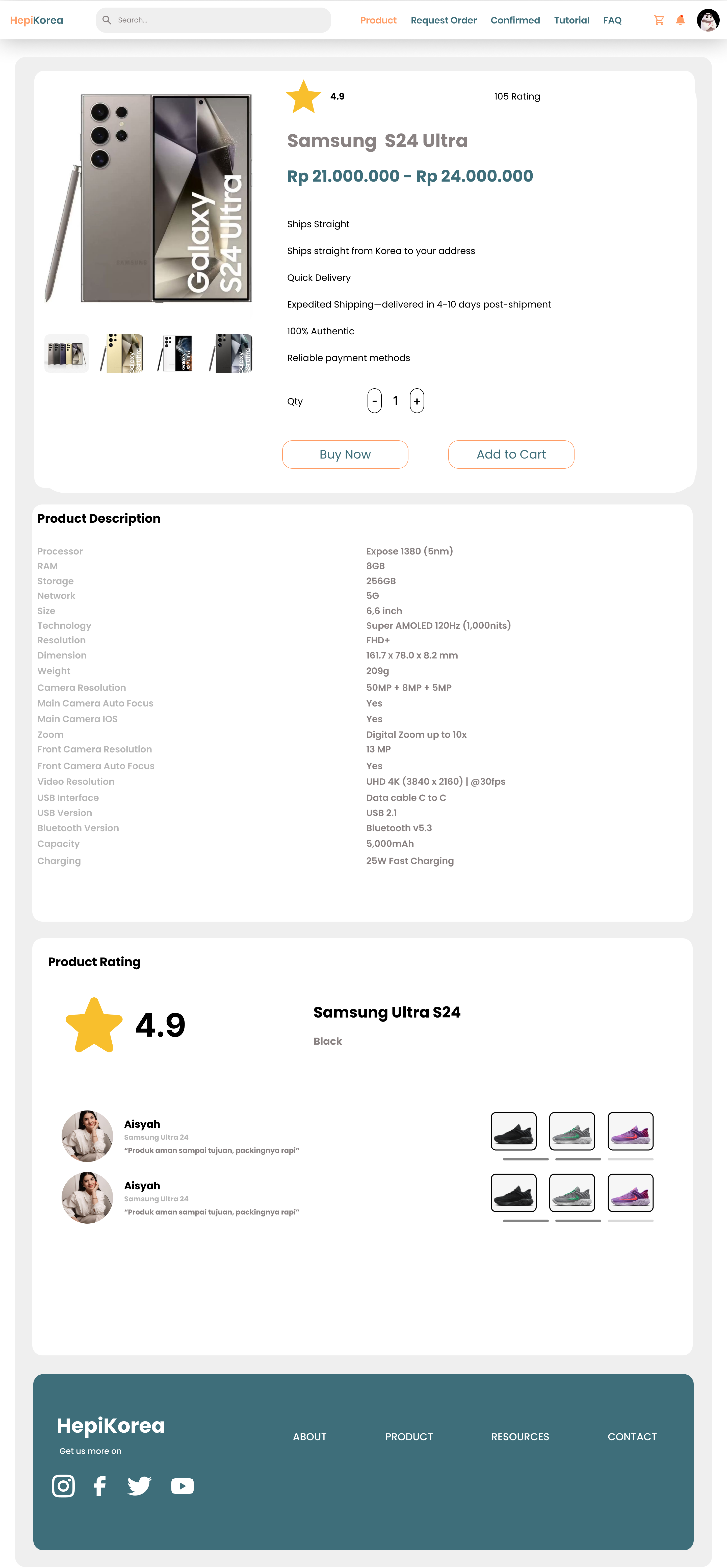 Product details page
